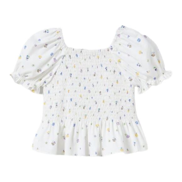 Zara Kids White Floral Puff Sleeve Top - Picture 2 of 3